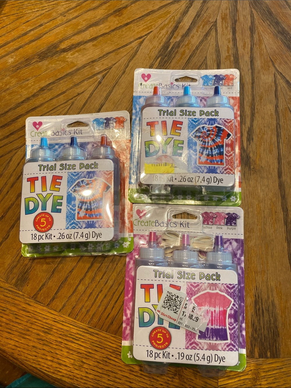 CreateBasics Tie Dye Trial Size Pack - Pink, Blue, Purple (Assorted)